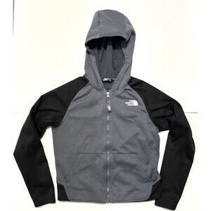 The North Face Jacket Full Zip Hoody Gray Black Girl's Size M/M 10-12 Outdoors